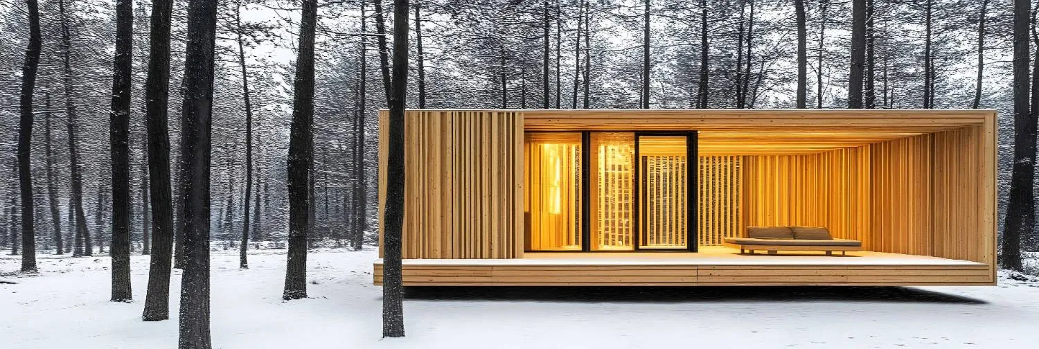 Nordic forest and timber cabin — sustainable sourcing